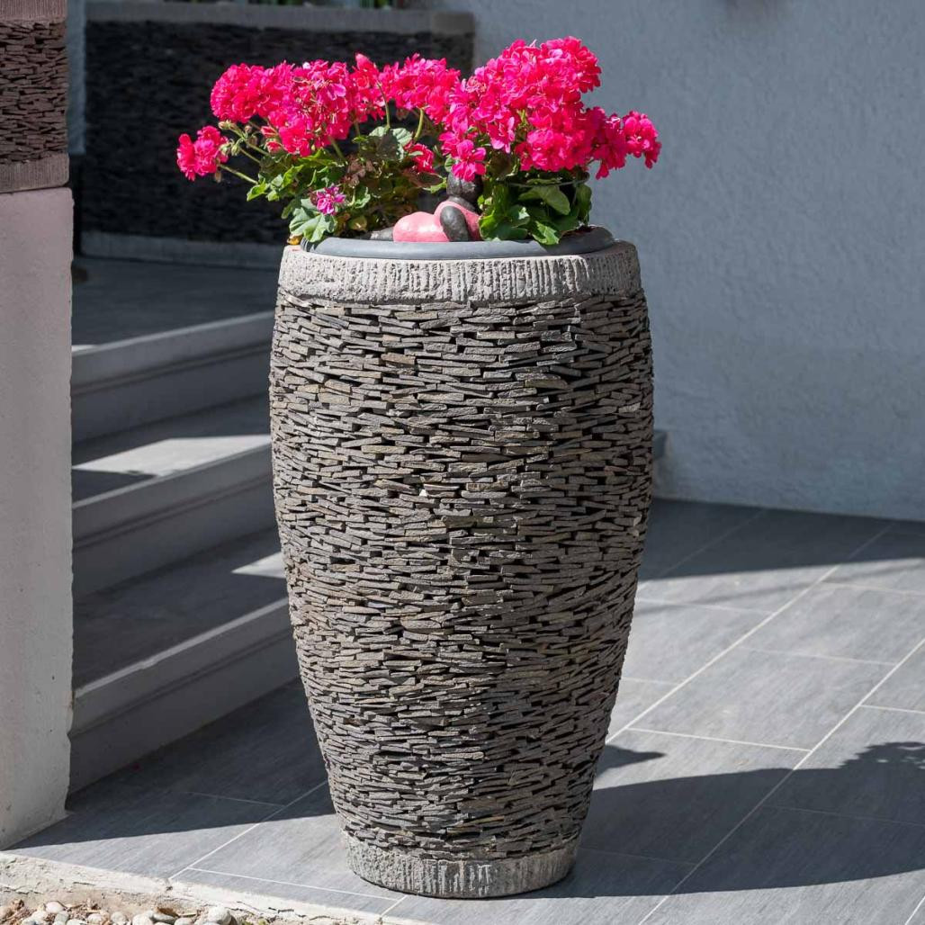 Pot bac jardinière forme oeuf ardoise 80cm jardin pierre naturelle