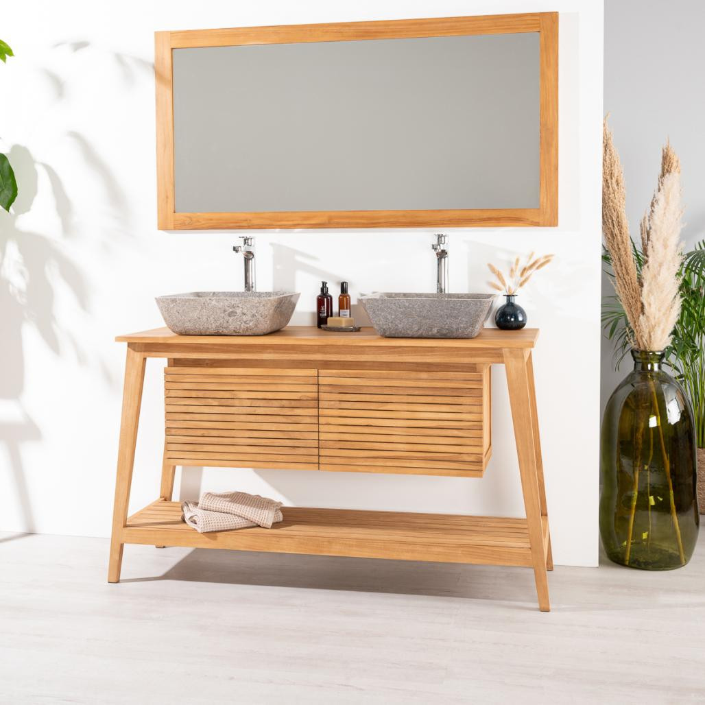 Meuble en teck de salle de bain Scandinave 140