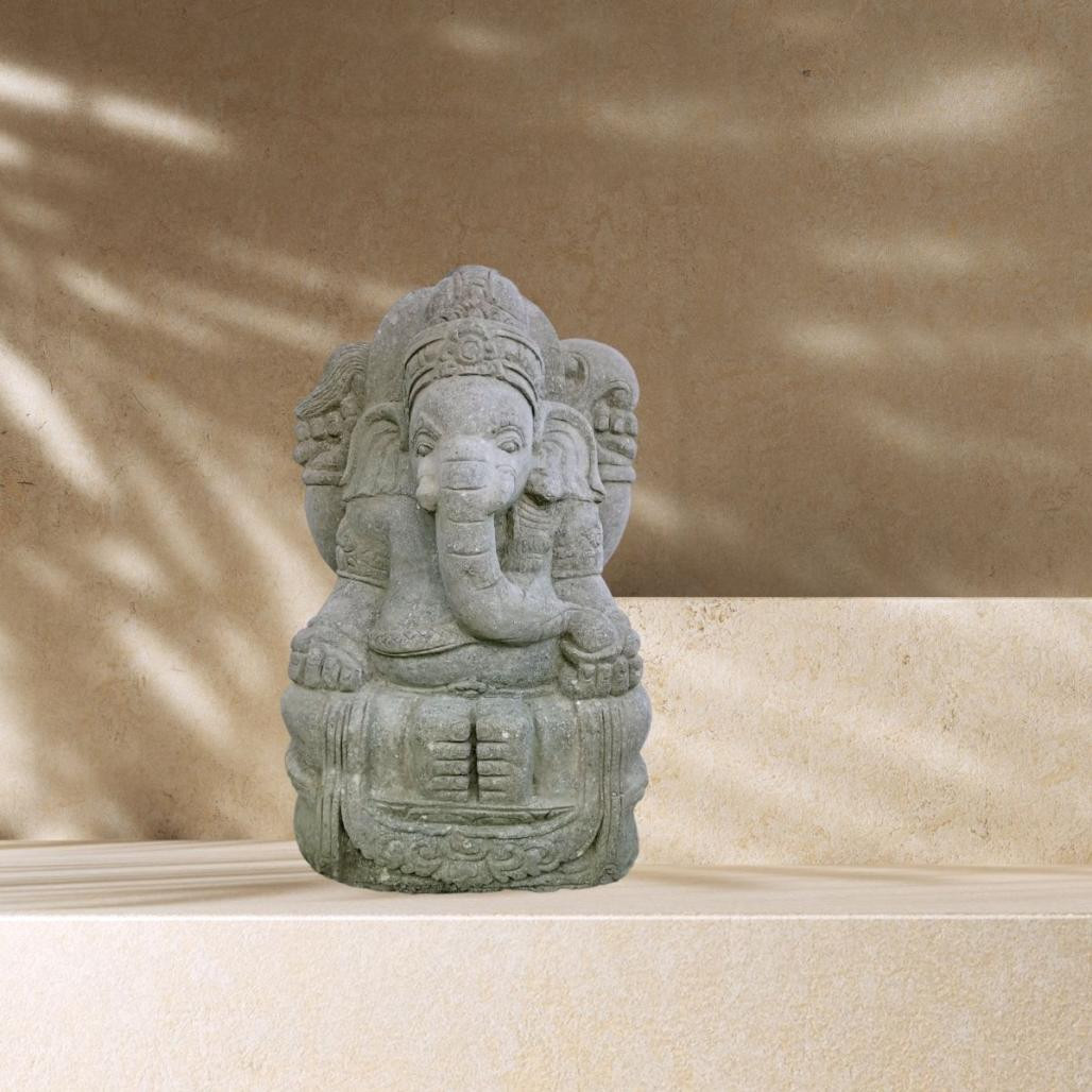 Statue de ganesh en pierre de jardin 50 cm