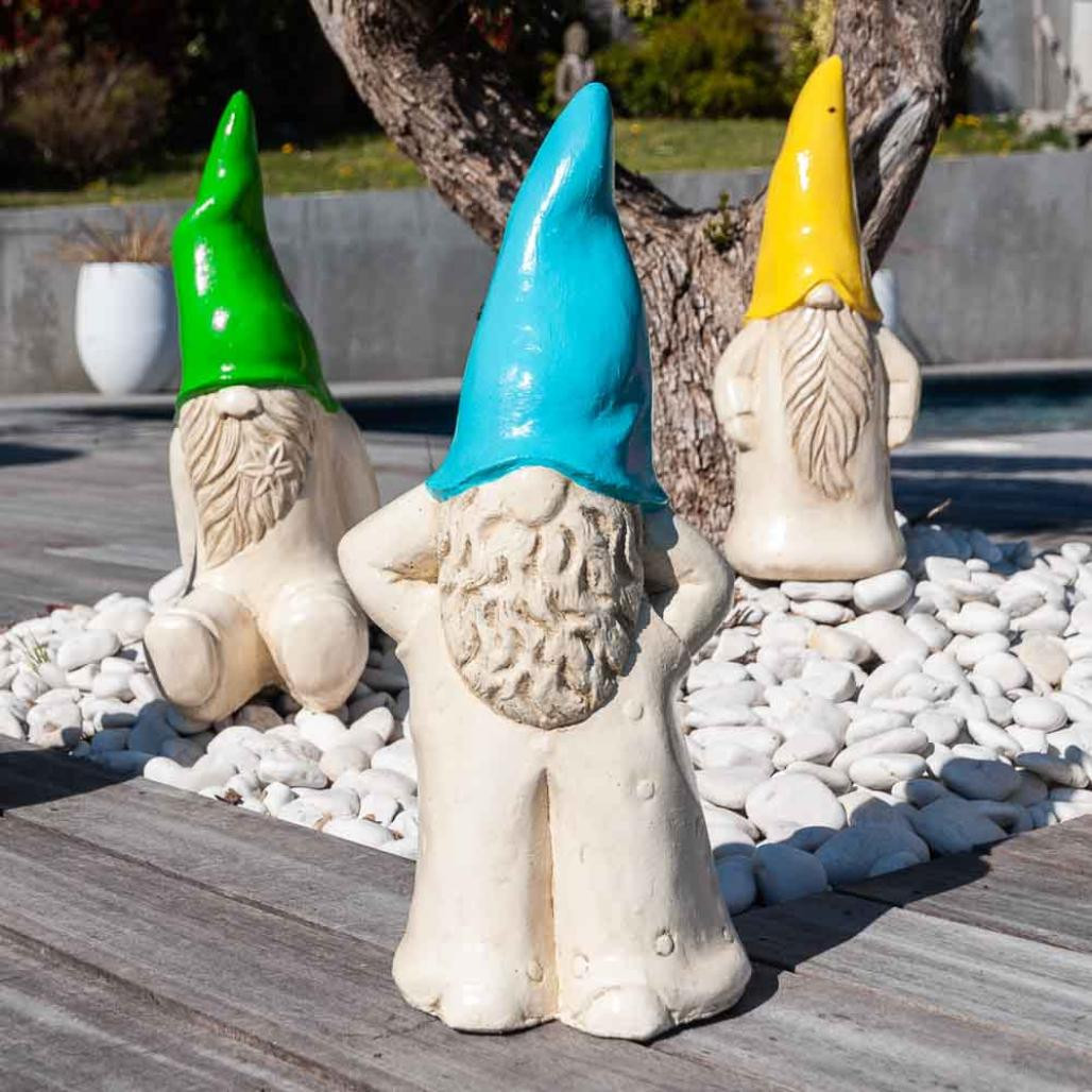 Sculpture jardin déco tomte 50 cm turquoise