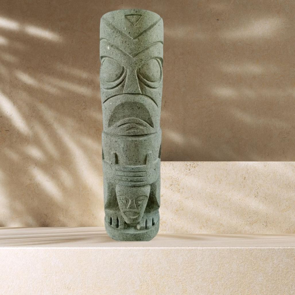 Tiki d'océanie totem jardin en pierre volcanique 1.50m