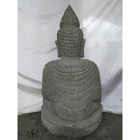 Sculpture de jardin en pierre volcanique de bouddha collier 1m