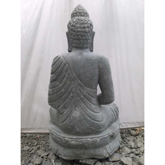 Statue de bouddha en pierre volcanique position offrande 1 m