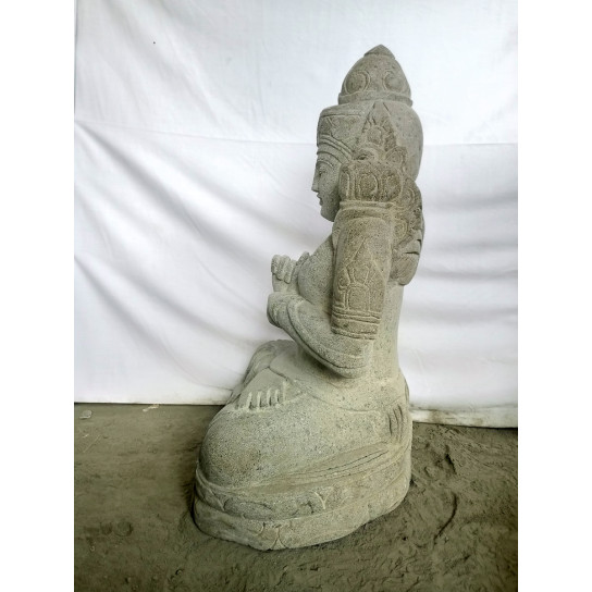 Statue déesse balinaise dewi fleur en pierre volcanique 80cm
