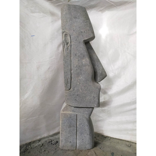 Statue en pierre moaï visage allongé 120 cm