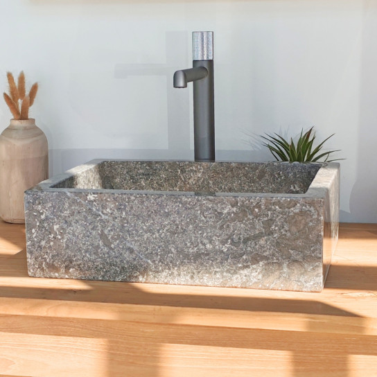 Vasque salle de bain à poser Milan rectangle 30cm x 40cm gris