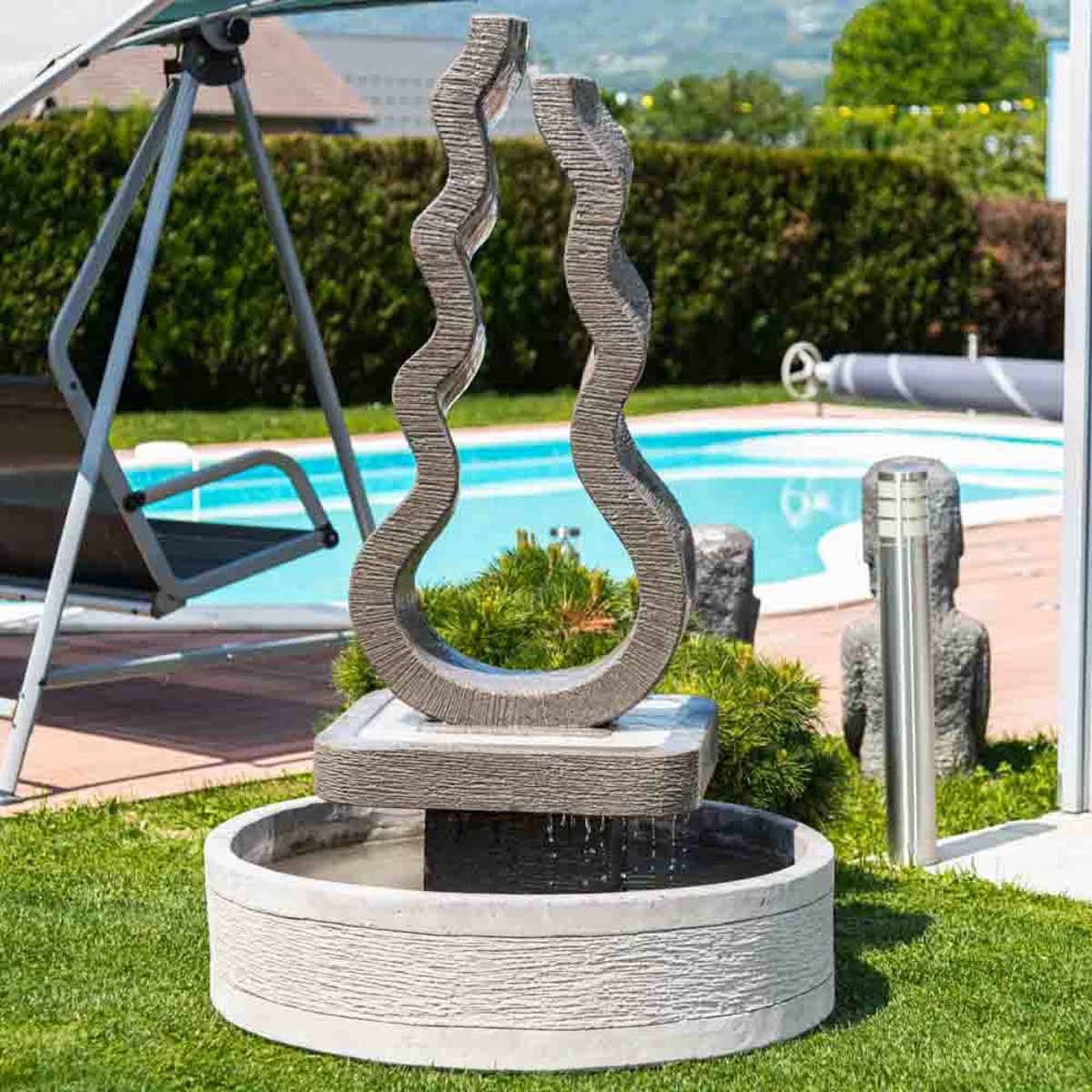 WATURE 100cm Fontaine extérieure moderne - fontaine extérieure de jardin de  4 crocks avec la conception contemporaine pour le jardin, le porche,  l'arrière-cour et le décor d'art à la maison : 