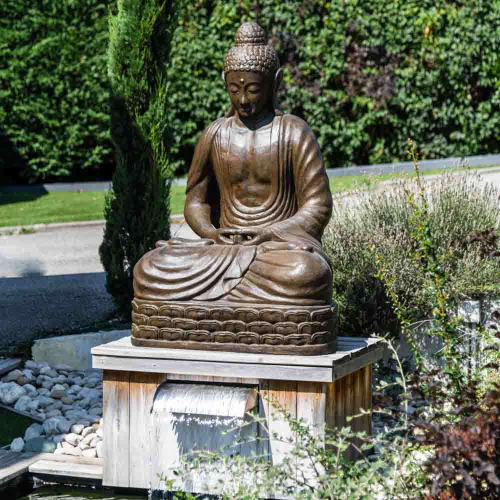 Statue bouddha assis position offrande 42cm Couleur doré Wanda