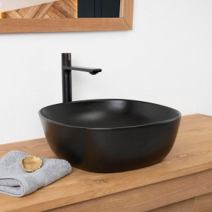 Lavabo de cerámica negro Phebie 43cm