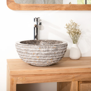 Lavabo de mármol Vesubio piedra gris 35 cm