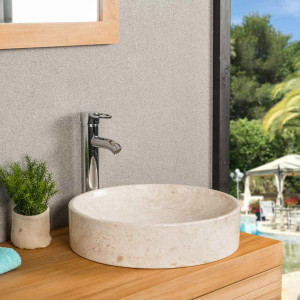 Lavabo encimera grande de mármol Mino 42 cm crema