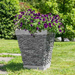 Maceta tiesto jardinera cuadrada piedra 50 cm jardín exterior zen